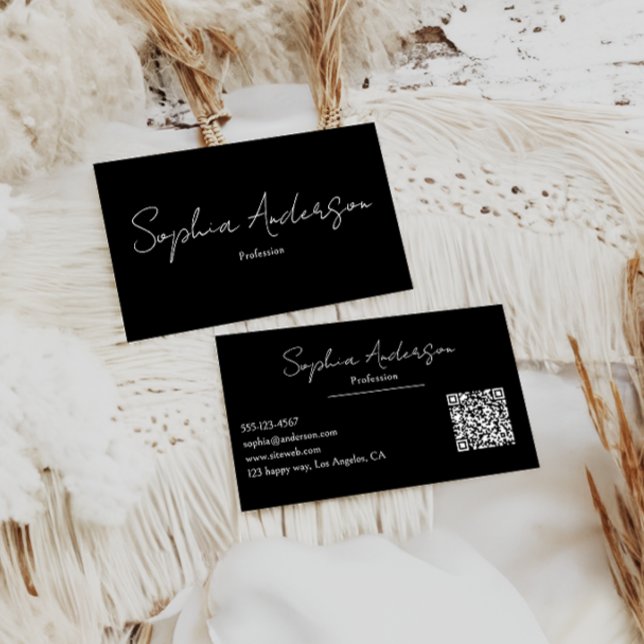 Tarjeta De Visita Minimalist Black & White Modern Qr Code        (Subido por el creador)