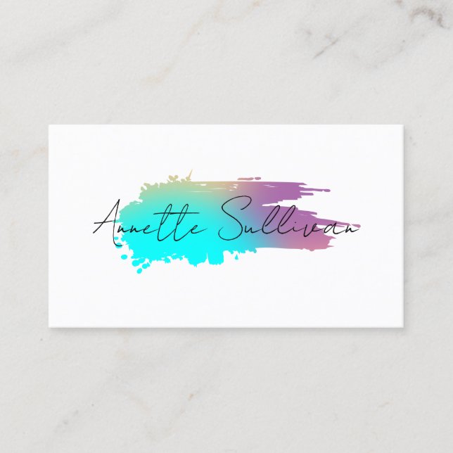 Tarjeta De Visita Minimalist blue purple stroke white Business Card (Anverso)