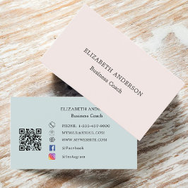 Tarjeta De Visita Minimalist Blush Pink Seafoam Muted Sage