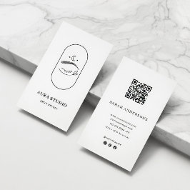 Tarjeta De Visita Minimalist Brow Artist Business Card with QR Code 