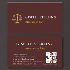 Tarjeta De Visita Minimalist Burgundy Gold Lawyer Professional