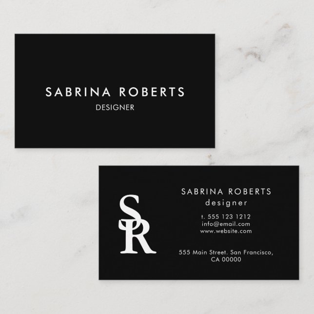 Tarjeta De Visita Minimalist Business Card Elegant Black and White  (Anverso / Reverso)