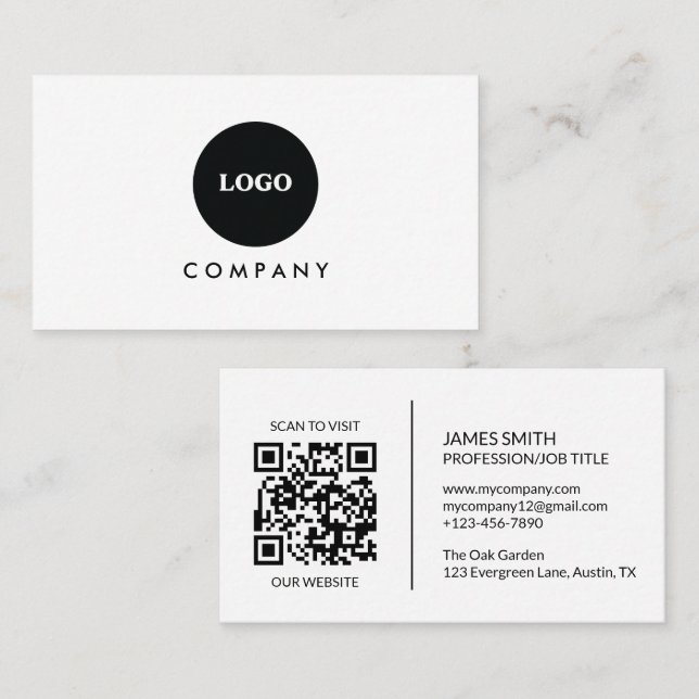 Tarjeta De Visita Minimalist Business Card | QR code (Anverso / Reverso)