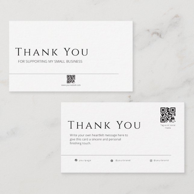 Tarjeta De Visita  Minimalist Business Card, QR Code Insert Card (Anverso / Reverso)