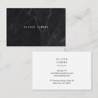 Tarjeta De Visita Minimalist Business Card with black marble texture