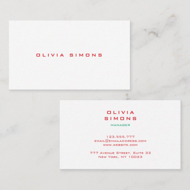 Tarjeta De Visita Minimalist Business Cards (Anverso / Reverso)
