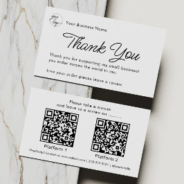 Tarjeta De Visita Minimalist Business Thank You with Review QR Code