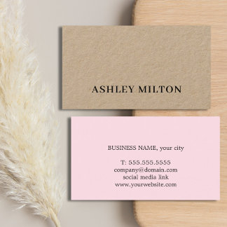 Tarjeta De Visita Minimalist Cool Bold Kraft Rose Consultant