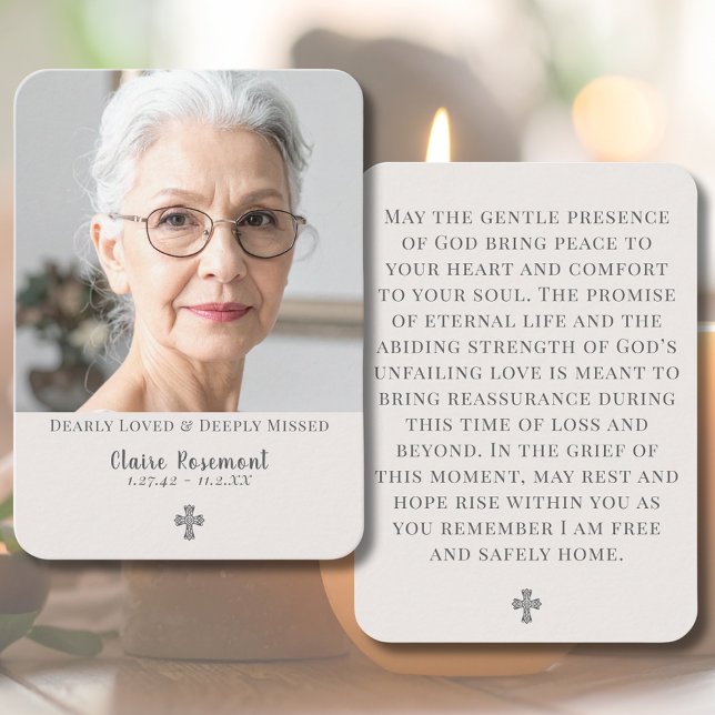 Tarjeta De Visita Minimalist Cross Funeral Photo Prayer Card (Minimalist Cross Funeral Photo Prayer Card
)
