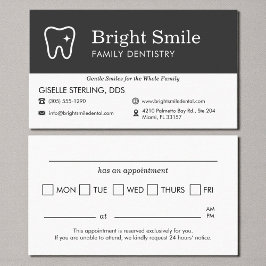 Tarjeta De Visita Minimalist Dental Appointment Reminder Tooth Logo