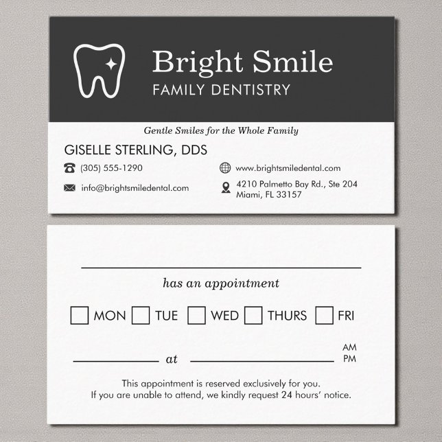 Tarjeta De Visita Minimalist Dental Appointment Reminder Tooth Logo (Subido por el creador)