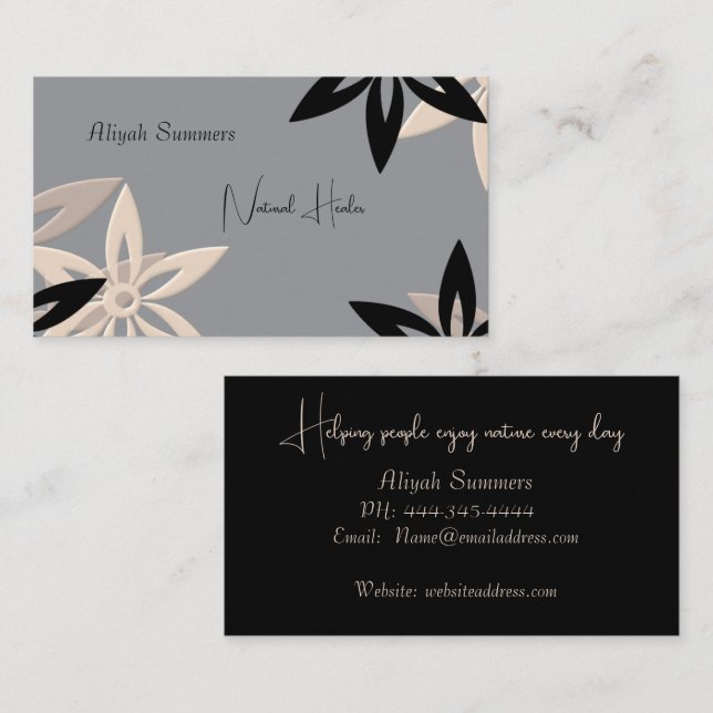 Tarjeta De Visita Minimalist Earthy Floral Meditation Business Card (Anverso / Reverso)