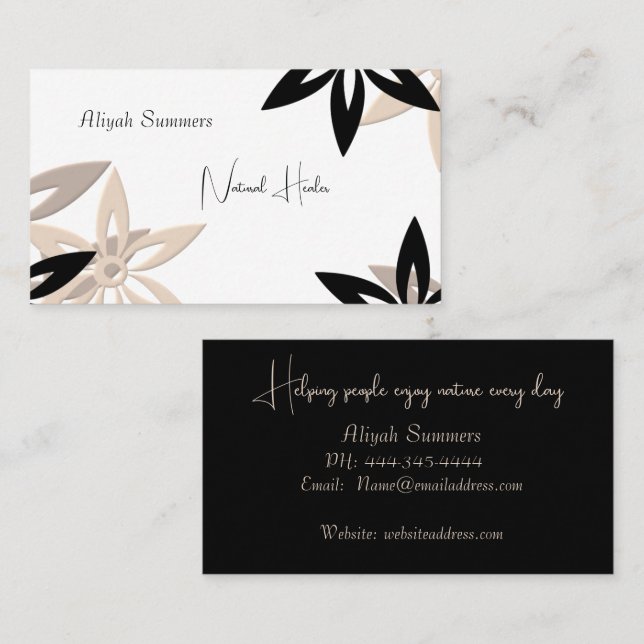Tarjeta De Visita Minimalist Earthy Floral Meditation Business Card (Anverso / Reverso)