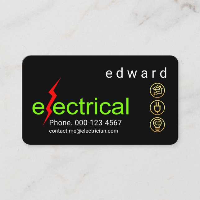 Tarjeta De Visita Minimalist Electrical Lightning Bolt (Anverso)