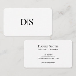 Tarjeta De Visita Minimalist Elegant Black on White Monogram Initial