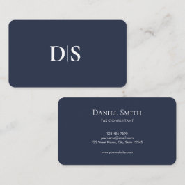 Tarjeta De Visita Minimalist Elegant Dark Blue Initial Consultant