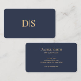 Tarjeta De Visita Minimalist Elegant Dark Blue Initial Professional