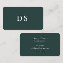 Tarjeta De Visita Minimalist Elegant Dark Green Initial Consultant