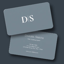 Tarjeta De Visita Minimalist Elegant Dusty Blue Initial Corporate