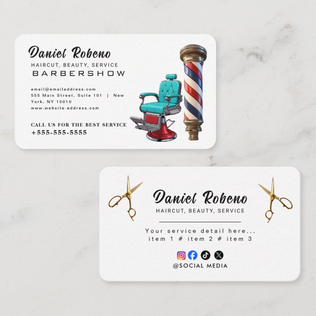 Tarjeta De Visita Minimalist Elegant Hair Stylist Business Card (Anverso / Reverso)