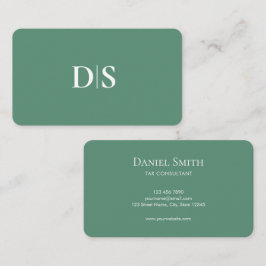Tarjeta De Visita Minimalist Elegant Teal Green Initial Consultant
