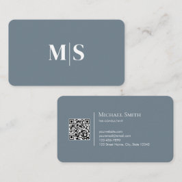 Tarjeta De Visita Minimalist Elegant Teal Green Initials QR Code