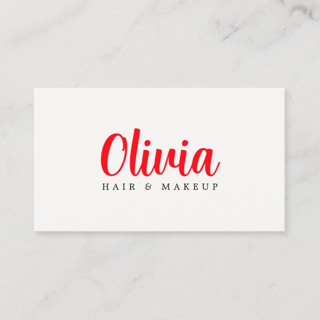 Tarjeta De Visita Minimalist Elegant Warm White Red Bold Beauty (Anverso)