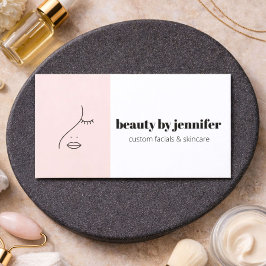 Tarjeta De Visita Minimalist Face Logo Facialist Blush Pink