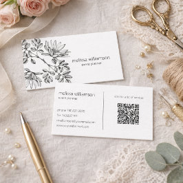 Tarjeta De Visita Minimalist Foliage QR Code 
