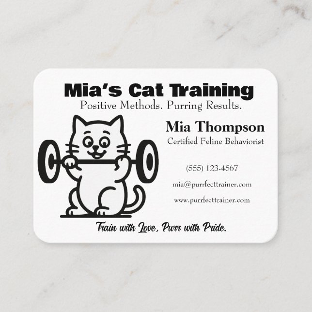 Tarjeta De Visita Minimalist Funny Cat Trainer Business Card  (Anverso)