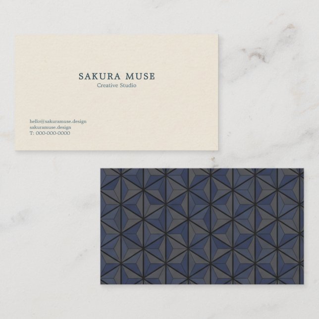 Tarjeta De Visita Minimalist Geometric Japanese Business Card  (Anverso / Reverso)