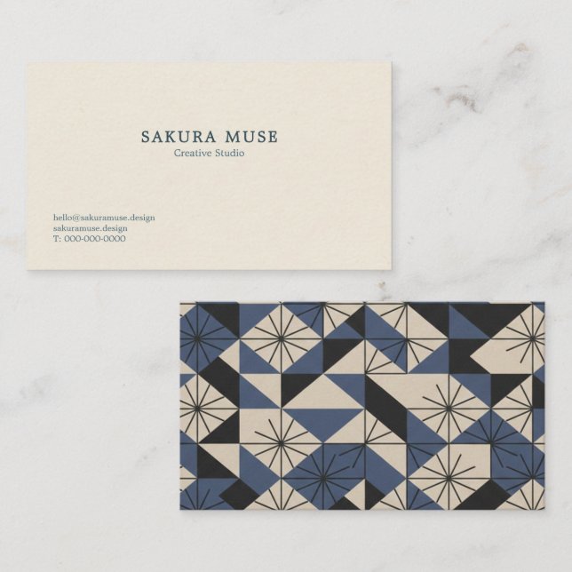 Tarjeta De Visita Minimalist Geometric Japanese Business Card  (Anverso / Reverso)