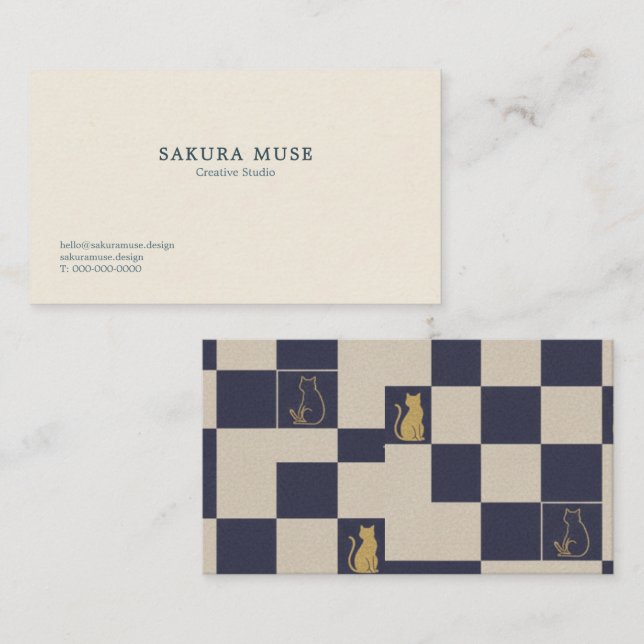 Tarjeta De Visita Minimalist Geometric Japanese Business Card   (Anverso / Reverso)