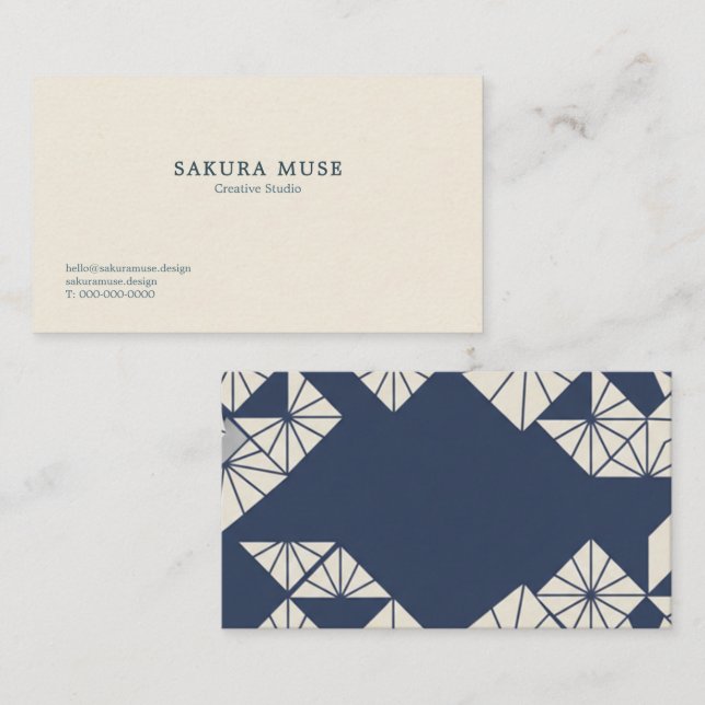 Tarjeta De Visita Minimalist Geometric Japanese Business Card  (Anverso / Reverso)