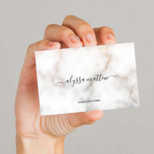 Tarjeta De Visita Minimalist Glitter Marble Luxury Signature Script