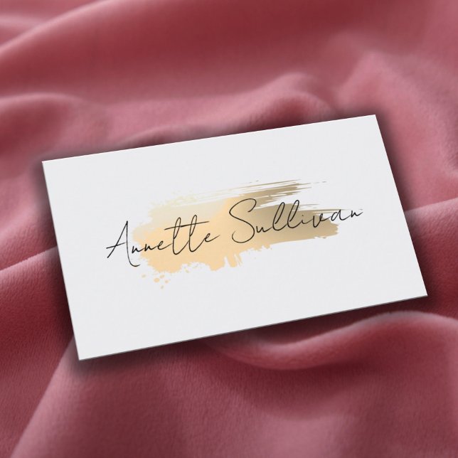 Tarjeta De Visita Minimalist gold brushstroke white Business Card (Subido por el creador)