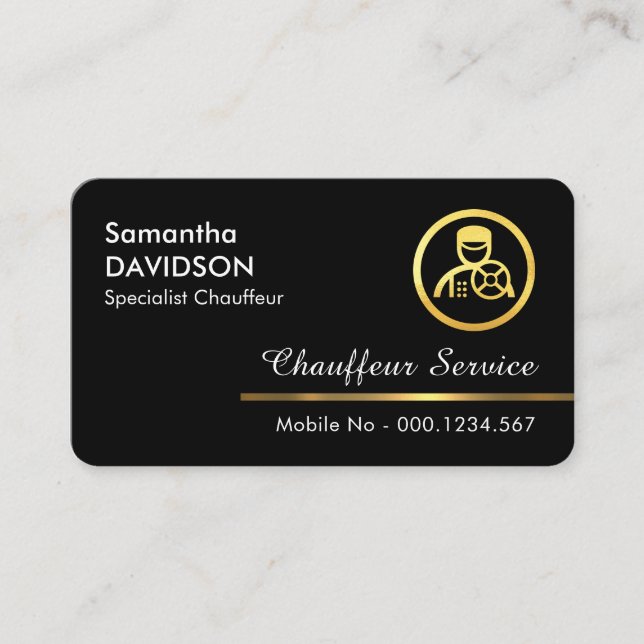 Tarjeta De Visita Minimalist Gold Chauffeur Line (Anverso)
