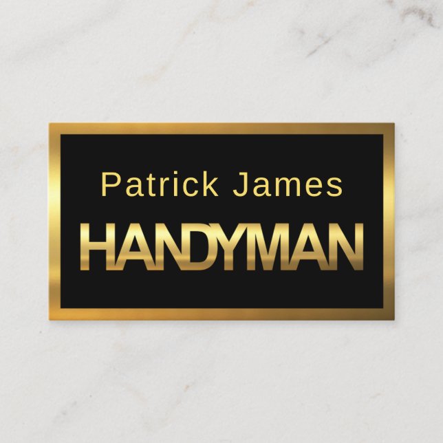 Tarjeta De Visita Minimalist Gold Handyman Signage Frame (Anverso)