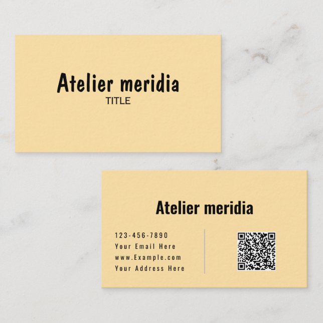 Tarjeta De Visita Minimalist Gold  with QR Code (Anverso / Reverso)