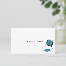 Tarjeta De Visita Minimalist Golf Coach Academy Metallic Blue