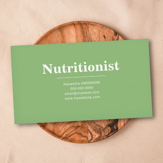 Tarjeta De Visita Minimalist & Green -  Nutritionist Business Card (Minimalist & Green - Nutritionist Business Card)
