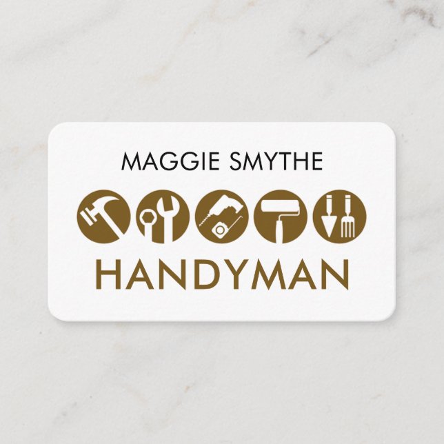 Tarjeta De Visita Minimalist Handyman Tools Icon (Anverso)