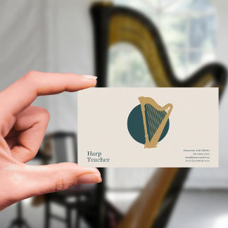 Tarjeta De Visita Minimalist Harp Teacher