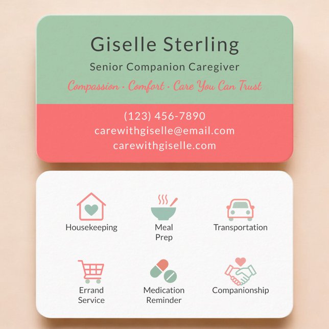 Tarjeta De Visita Minimalist Home Care & Senior Support (Subido por el creador)