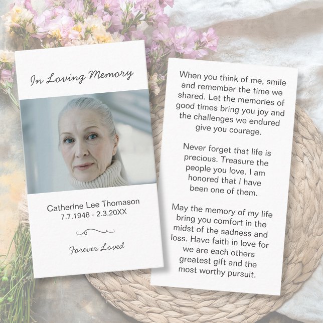 Tarjeta De Visita Minimalist In Loving Memory Photo Prayer Card (Minimalist In Loving Memory Photo Prayer Card
)