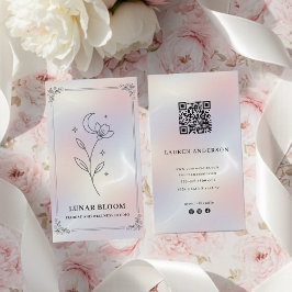 Tarjeta De Visita Minimalist Iridescent Business Card with QR Code