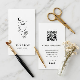 Tarjeta De Visita Minimalist Makeup Artist Card with QR Code