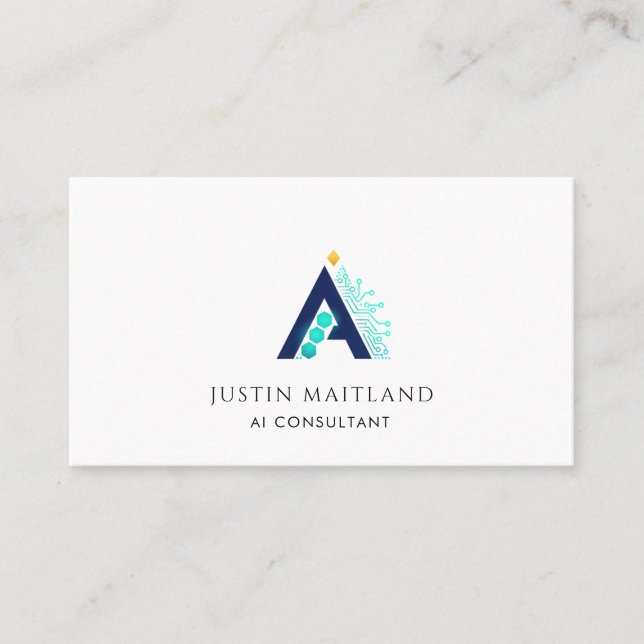 Tarjeta De Visita Minimalist Modern AI Consultant Business Card (Anverso)