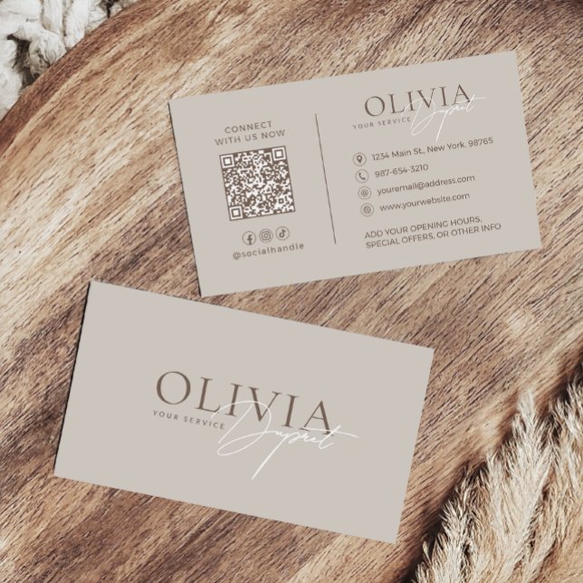 Tarjeta De Visita Minimalist Modern Elegant Beige Neutral (Subido por el creador)