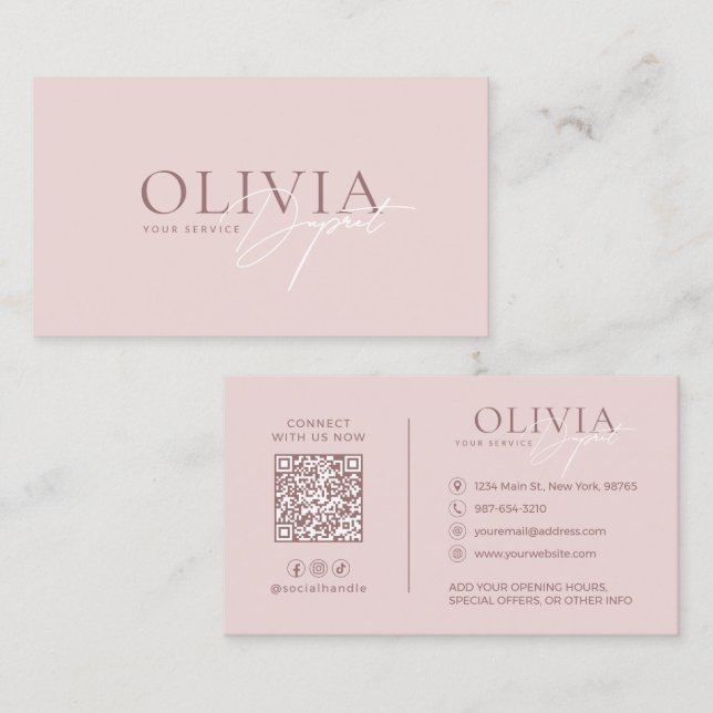 Tarjeta De Visita Minimalist Modern Elegant Blush Pink (Anverso / Reverso)